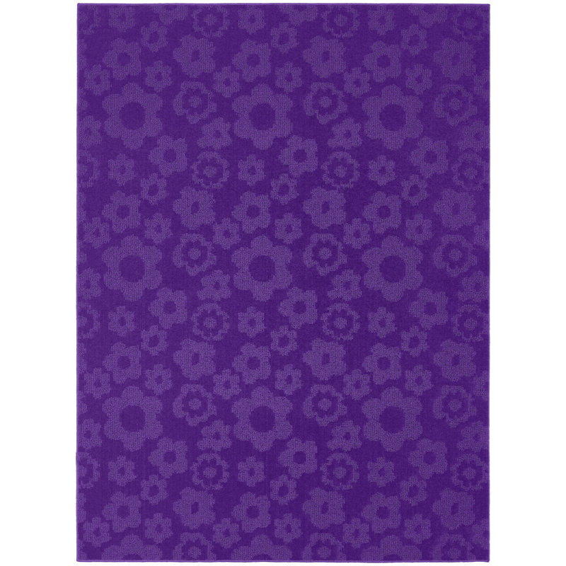 Tapis décoratif mauve Touffeté floral, 7 pi 6 po x 9 pi 6 po