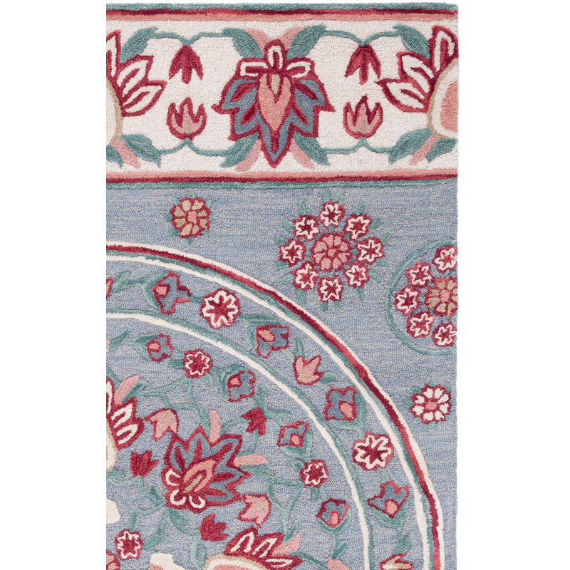 Crusita Hand Tufted Wool Floral Rug, Rectangle 4' x 6'