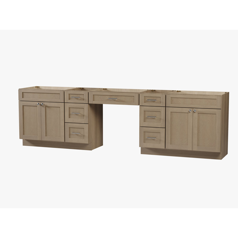 120" Double Bathroom Vanity Base Only, Natural Oak