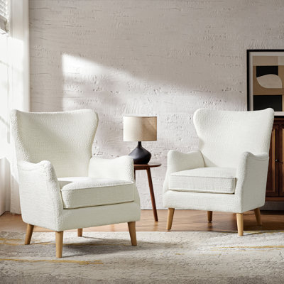 Fauteuil à oreilles 28 po avec pieds en bois massif Caden