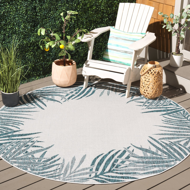Tapis d'intérieur / extérieur floral Beach House Performance, Rond 6 pi 7 po