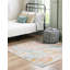 Tapis contemporain contemporain multicolore de couleur rose-69557401