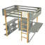 Lit mezzanine en bois avec armoire de rangement intégrée et cubes, bureau pliable-114721655-114721656