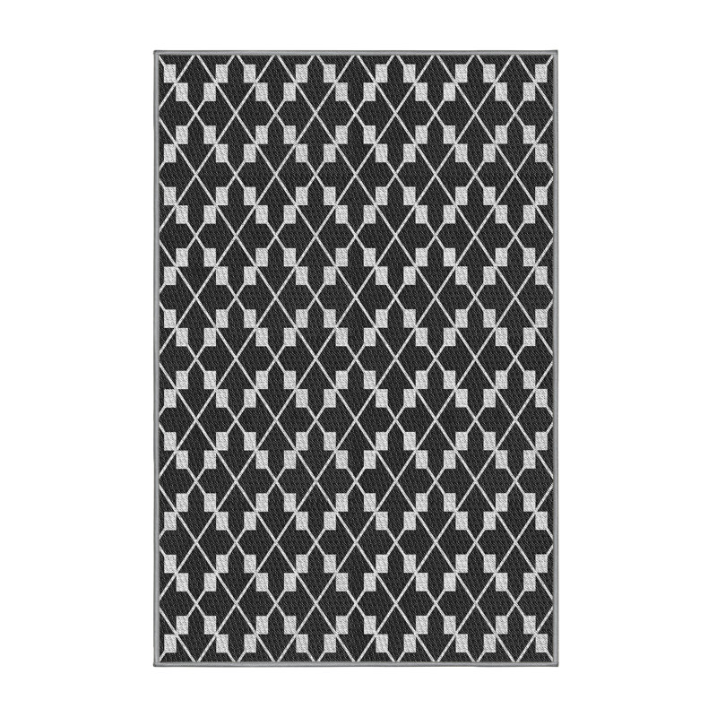 Tapis noir à motif géométrique Knopp, Rectangle 8 pi x 10 pi
