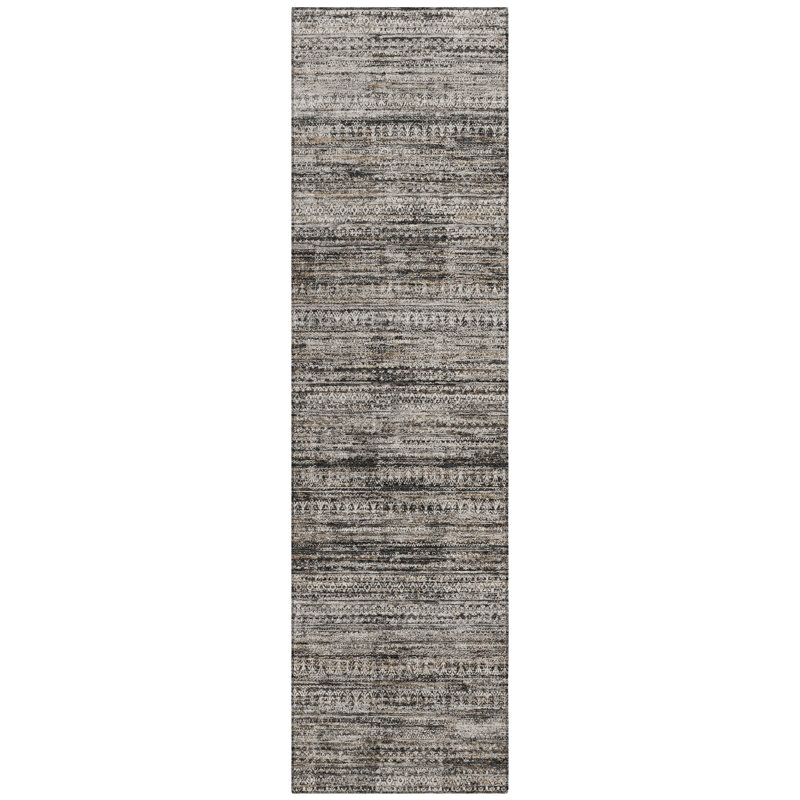 Machine Washable Indoor/Outdoor Xhevrie Taupe Rug, Runner 2'3" x 7'6"