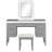 Vanity Desk With Mirror And LED Lights, 7-Drawer Makeup Station With Cushioned Stool And Hollow Design For Efficient Bedroom Organization.-2080406854