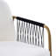 Chaises de salle à manger rembourrées Modern Glam (ensemble de 2), structure en métal doré avec accoudoirs tissés noirs, siège en tissu beige