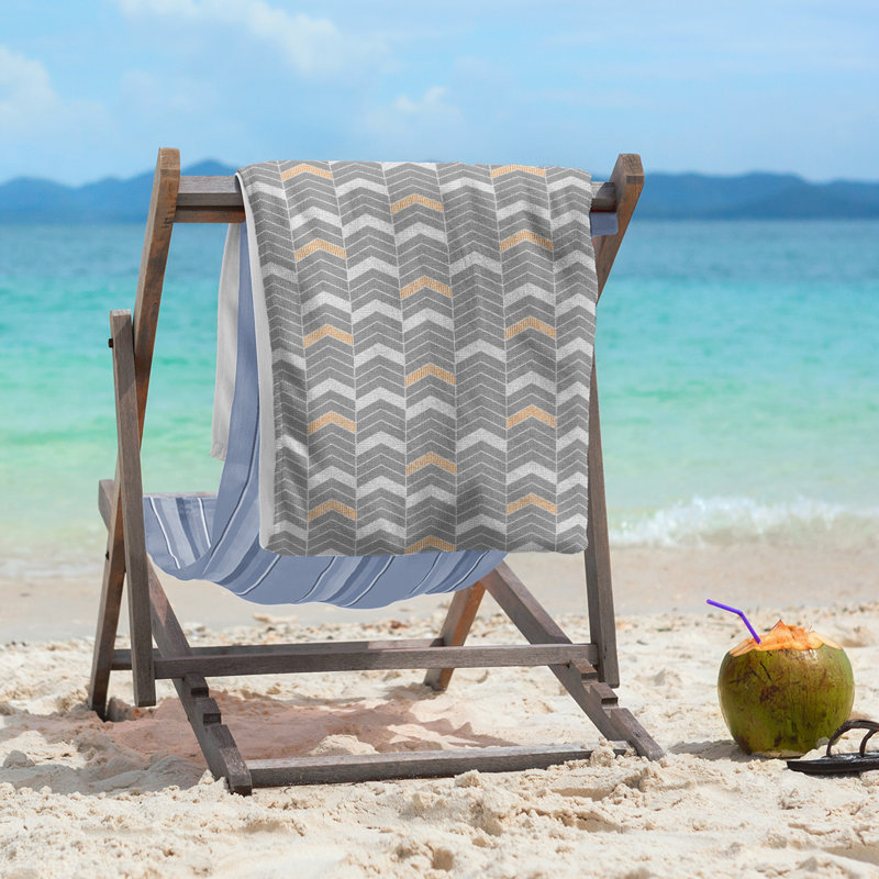 Stephenie Beach Towel, Gray/Yellow