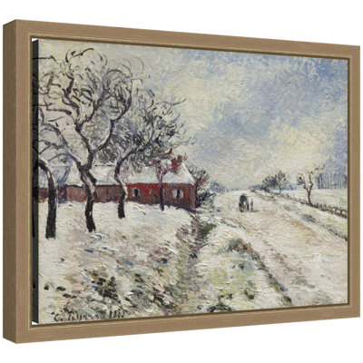 Snowy Road with House by Camille Pissarro Framed Canvas Wall Art Print