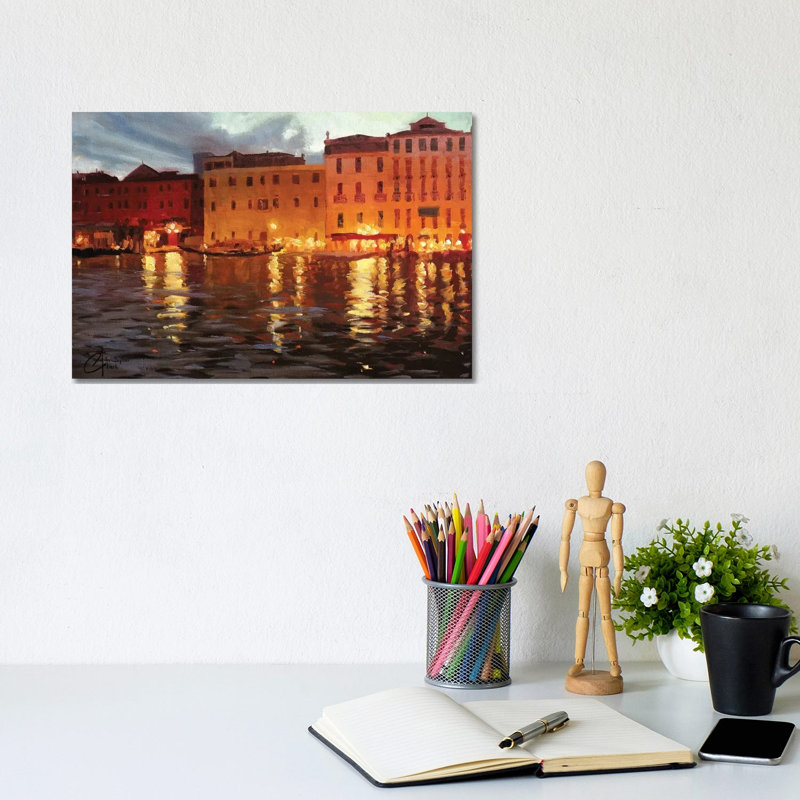 Venice Nights II by Christopher Clark - Floater Frame Print on Canvas, Wrapped Canvas, 20.32 cm H x 30.48 cm W