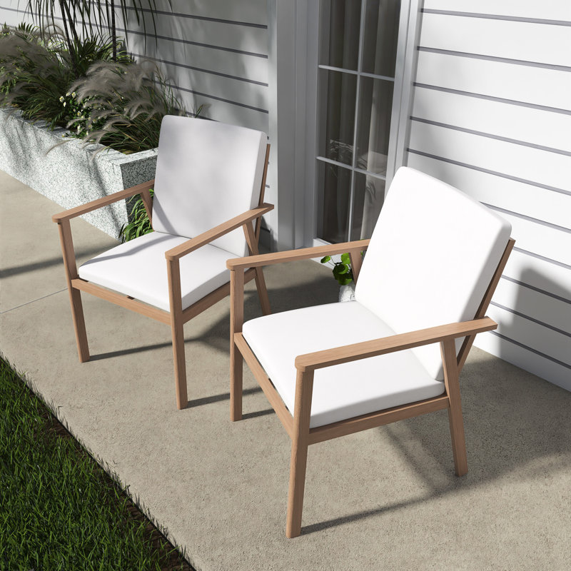 Chaise de salle à manger d'extérieur avec coussin (ensemble de 2)