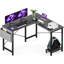 PC de table de coin en L réversible pour ordinateur de bureau en L avec tablette en bois et support en métal pour unité centrale -833247944