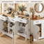 Buffet 55 po avec 3 tiroirs et tablettes réglables, armoire de rangement blanche pour café, blanc-1836501999