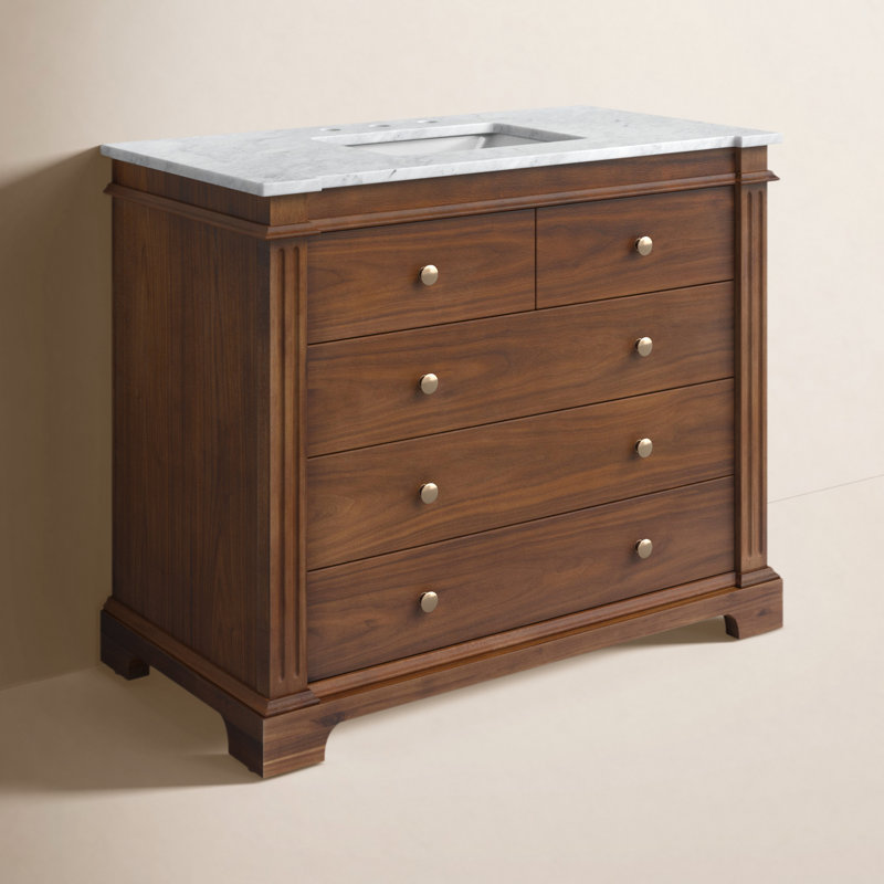 Rachelle 42" Single Bathroom Vanity Set, Walnut Brown