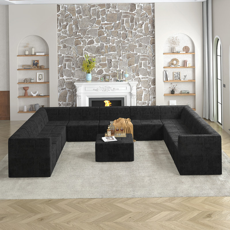Canapé modulaire en forme de U, ensemble de canapé modulaire minimaliste, Noir