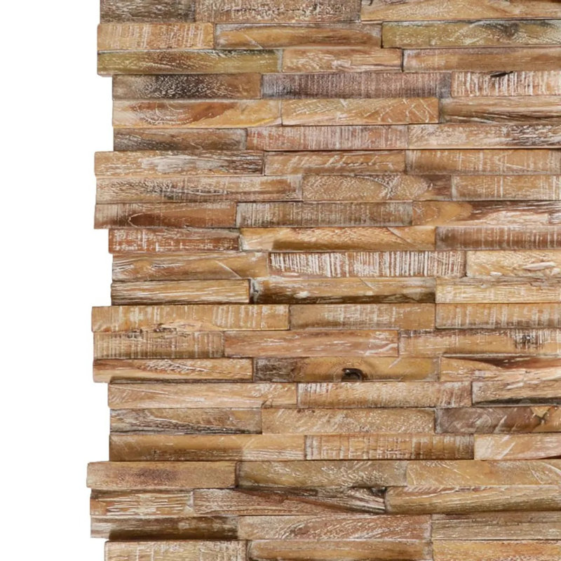 Elle-May 3D Wall Cladding Panels 18 x 56cm Wood Mosaic Tile in Brown