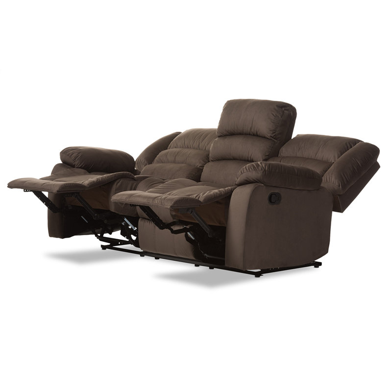 Canapé inclinable en cuir à accoudoirs coussinés de 80,73 po Hollace