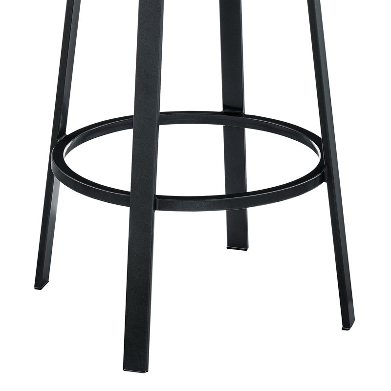 Charleta Swivel Upholstered Counter Stool, Counter Stool (26" Seat Height), White Seat/ Black Frame