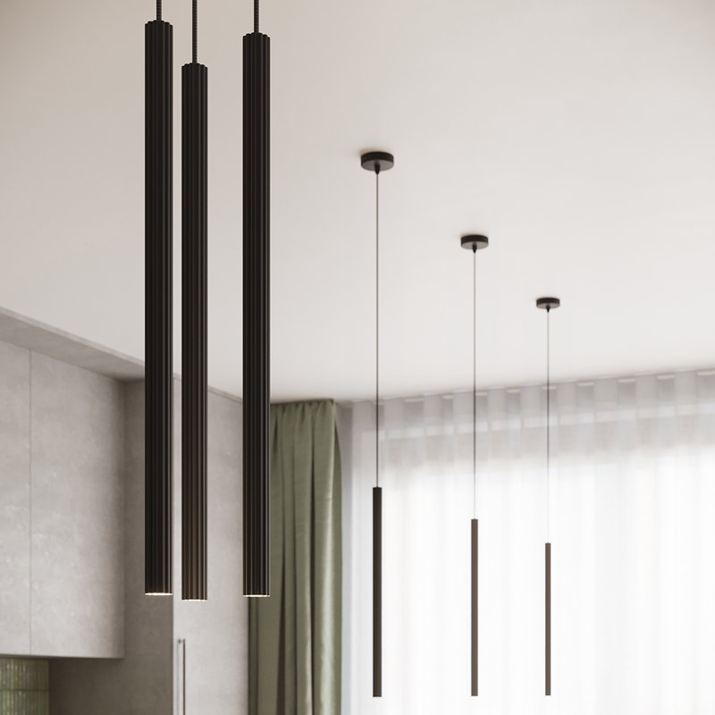 Bjarnhild 3 - Light Stainless Steel Pendant, Black