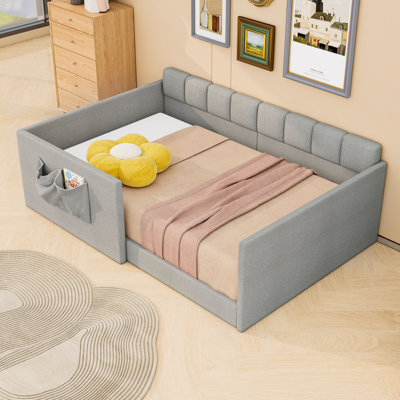 Upholstered Daybed with Side Entrance and Storage Pockets