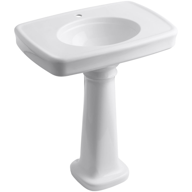 Bancroft 28" Tall Ceramic Vitreous China Rectangular Bathroom Sink, Cashmere, 35.25" H x 22.25" W x 30.375" L, Single
