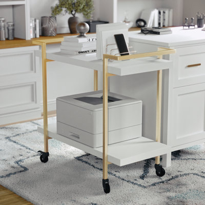 Ulery Martha Stewart Liam Mobile 2 Tier Home Office Printer Cart with Side Storage by Martha Stewart