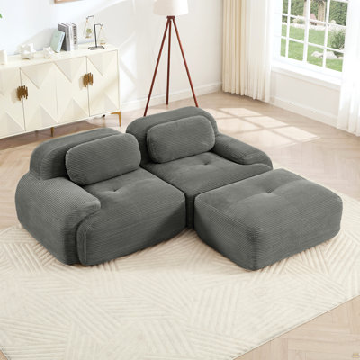 82'' L-Shaped Sofa In Softcorduroy Fabric Fabric Modular Design