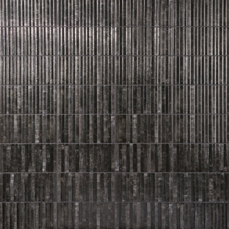 Curve Fluted 6X12 3D Glossy Ceramic Tile, Black