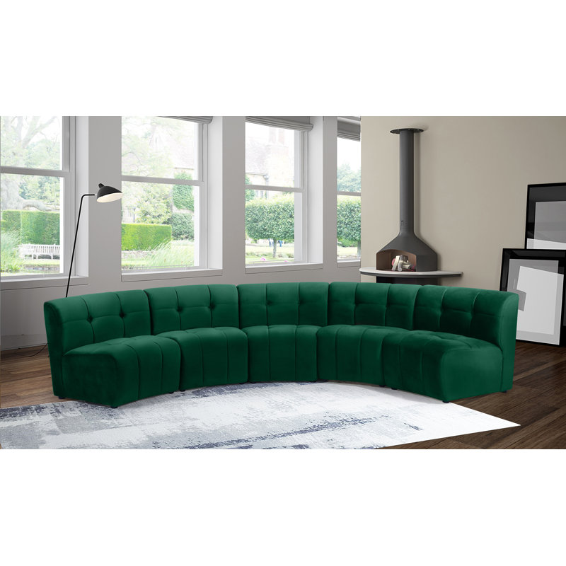 Canapé modulaire symétrique en velours de 145 po de largeur Jedson, Velours vert