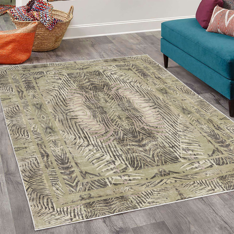 Tapis décoratif à longues fibres Jodotte, Rectangle 4 pi x 5 pi 7 po