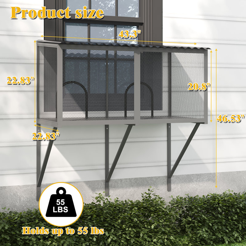 Perchoir pour chat en métal avec moustiquaire imperméable Catio, Gris