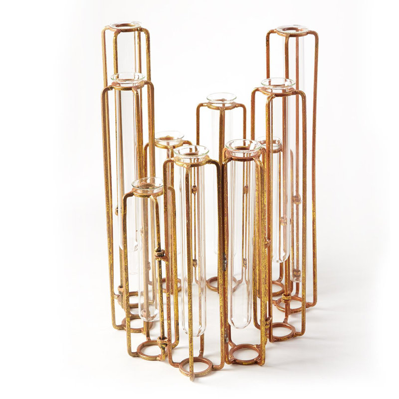 Mebane Handmade Metal Table Vase, Antiqued Gold Finish