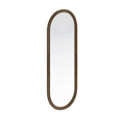 Miroir ovale en fer avec effet antique, doré - idéal pour la décoration intérieure du salon, de la chambre à coucher et de l'entrée rétro