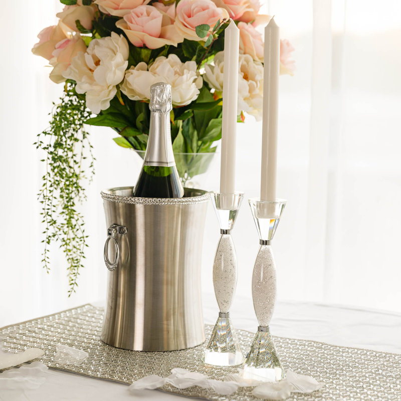 Bougeoir en cristal et strass Sparkles Home | Porte-bougie 8 pouces | Décoration en boîte cadeau