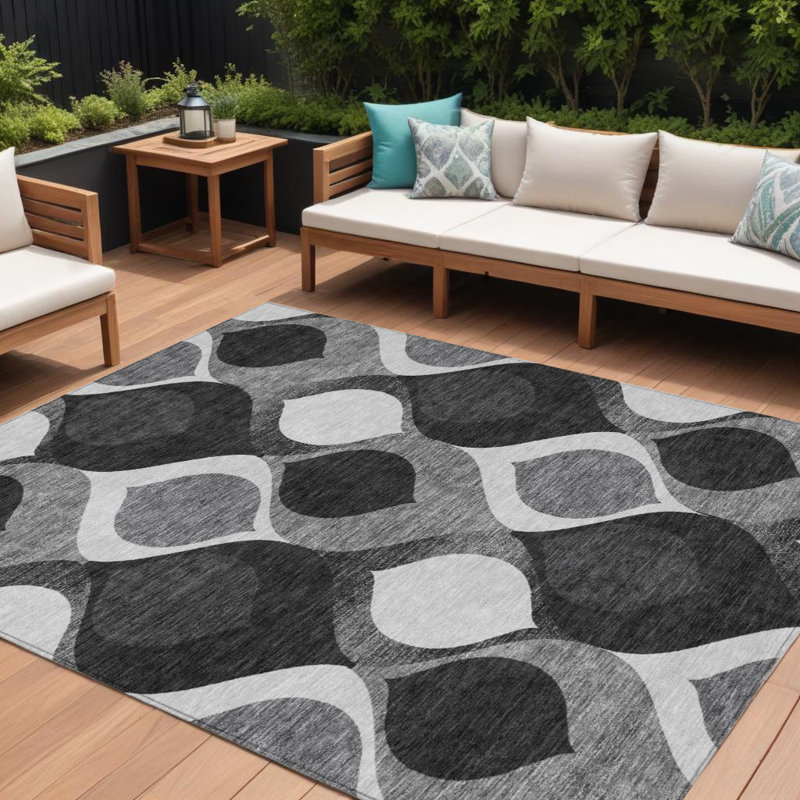 Tapis noir argenté 9 po x 12 po Ogee