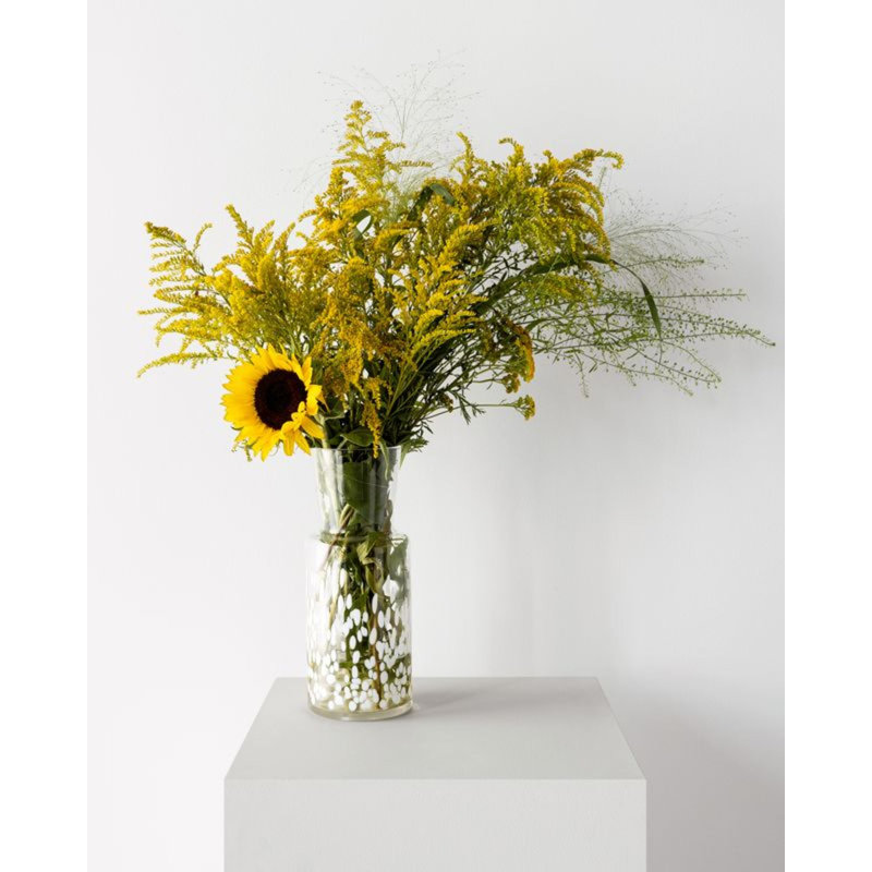 Meadow Glass Table Vase, White/Ivory, 11.8" H x 4.7" W x 4.7" D