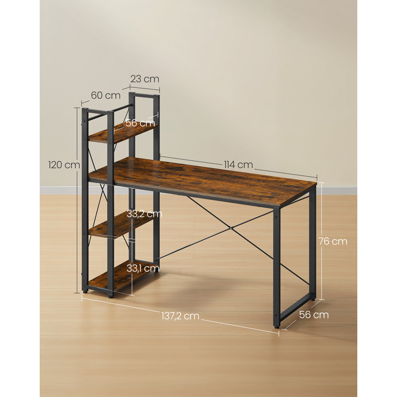 Ainis Metal Base Computer Desk, Rustic Brown