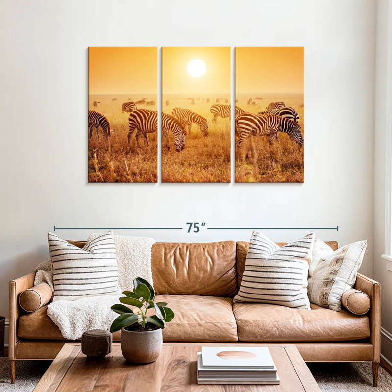 Brampt Zebra Herd Sunset, 36" H x 57" W