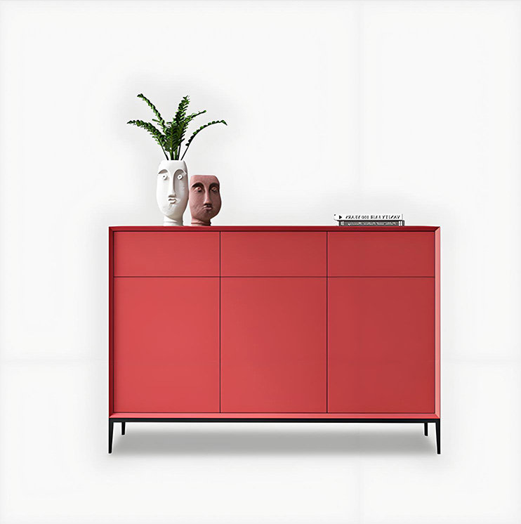 4 24 Pair Shoe Storage Cabinet, Red, 37.79" H x 55.11" W x 13.77" D