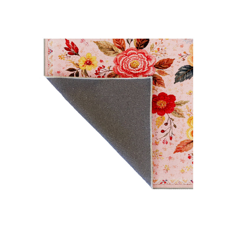 Tapis vert tissé à motif floral lavable Mosso, 2 pi 6 po x 4 pi 11 po