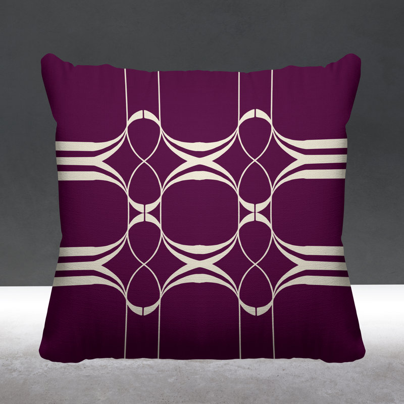 Coussin Tribal Abstract, L 17 po x H 17 po, Mauve