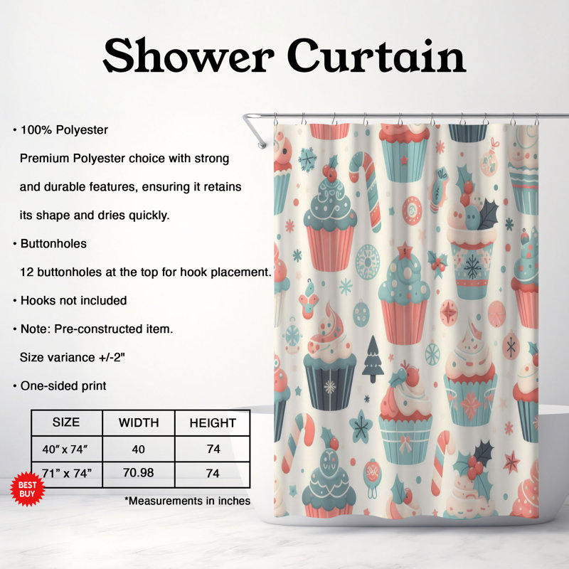 Rideau de douche standard 1 pièce Gentle Holiday, H 74 po x l 71 po