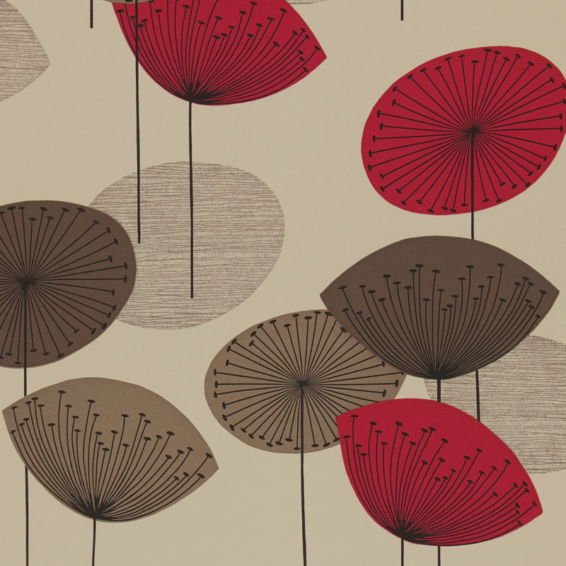 Dandelion Clocks 10.05m x 52cm Wallpaper Roll, Red