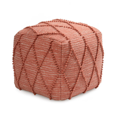 Orvella 17' Red Rectangular Upholstered Pouf Ottoman