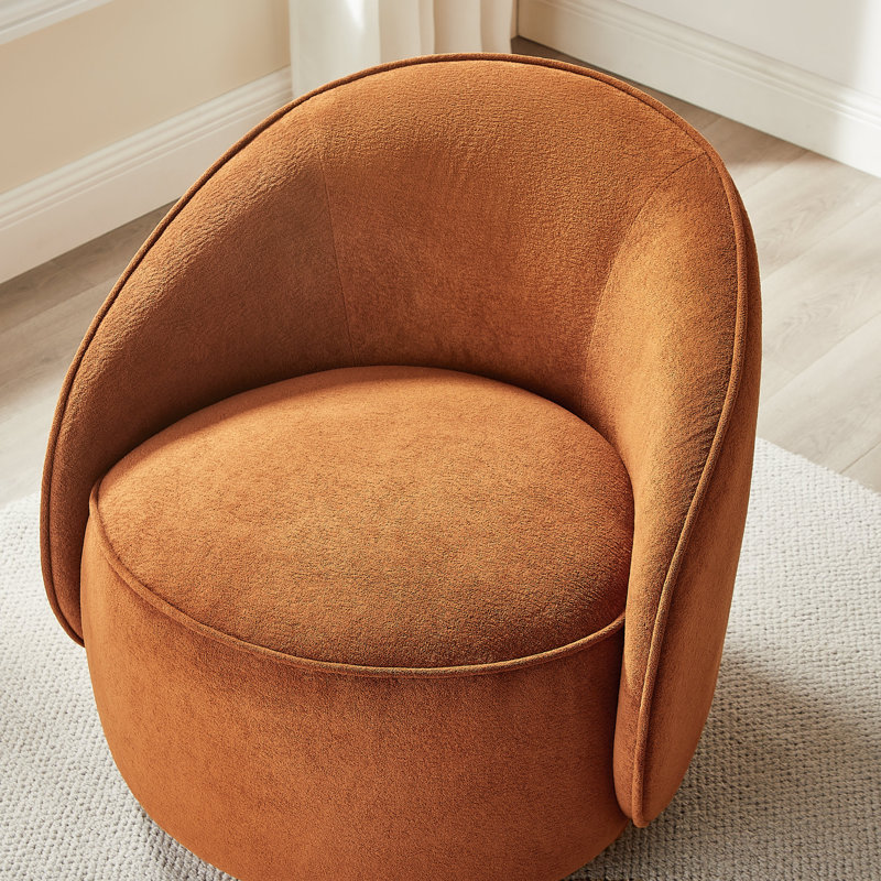 29.33’’ Upholstered Sloped-Arm Swivel Accent Chair, Camel