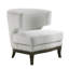 Fauteuil décoratif contemporain en tissu bouclé gris avec garniture cloutée et contreplaqué