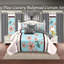 Ensemble de 9 pièces comprenant un couvre-lit et des rideaux matelassés bleu et rose à motif gardénia, avec 6 panneaux indépendants filtrant la lumière.-136866071