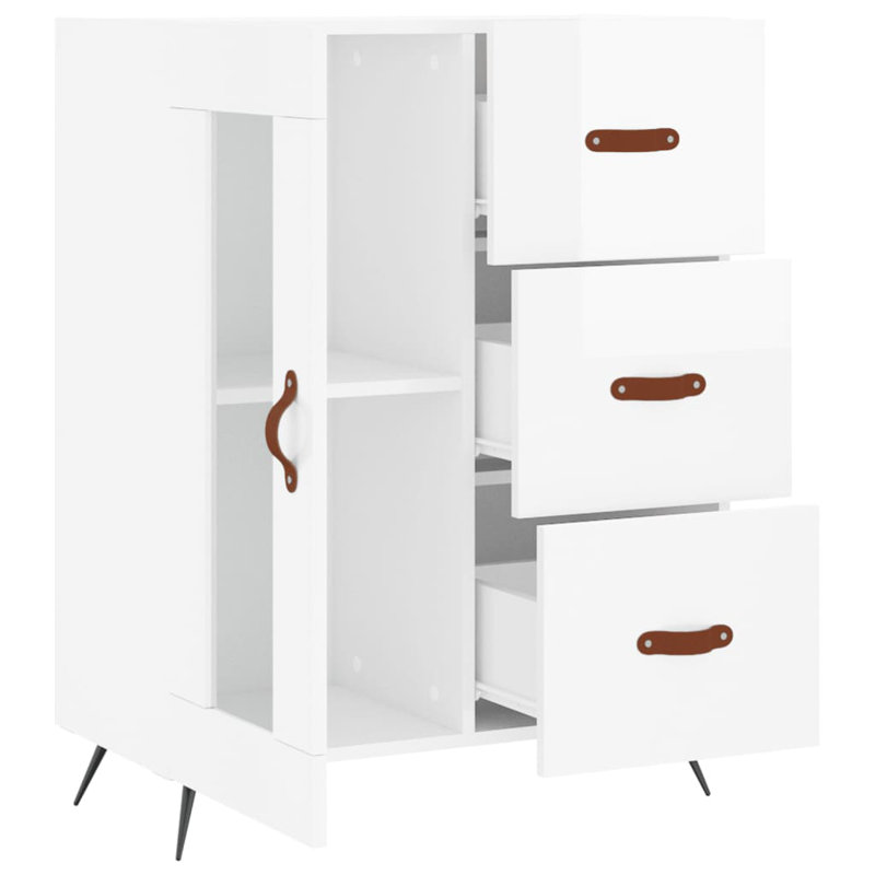 Marieda 3 -Drawer 1 -Door Rectangle Accent Cabinet, High Gloss White
