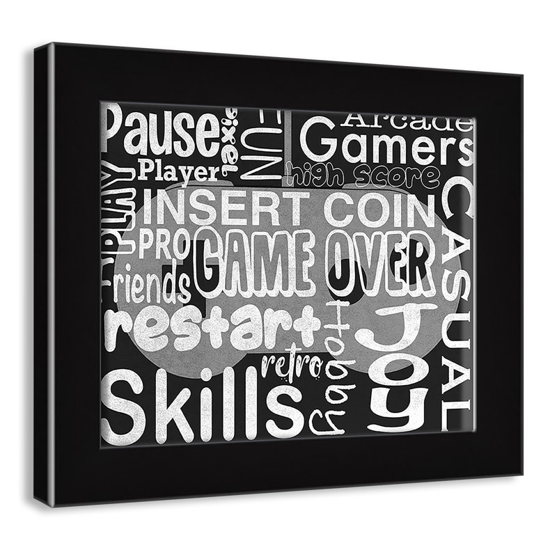 Juvenile Gaming Gaming Love 1, impression sur papier pour enfants, H 10 po x l 12 po x P 0,63 po, Cadre noir