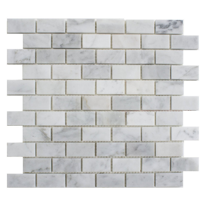 Carreau de mosaïque pour mur et plancher en marbre brique Carrara 1 po x 2 po Carrara
